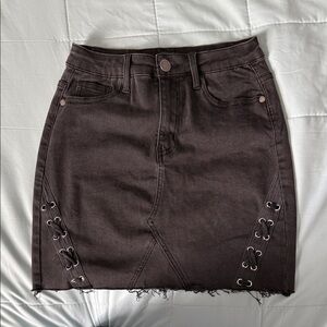 Edgy Black Lace-Up Mini Skirt